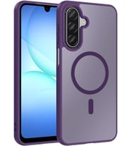 Samsung Galaxy A27 ile Uyumlu Kılıf Şeffaf Silikon M-Safe Şarj Özellikli Kamera Lens ve Darbe Korumalı Mat Kapak Babet Derin Mor