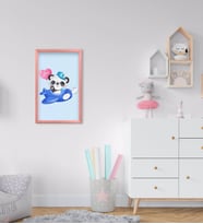BK Home Sevimli Panda Tasarımlı Dekoratif Pembe Ahşap Çerçeveli Çocuk Odası Tablo-3