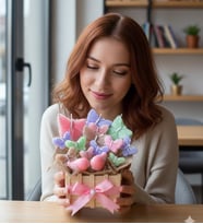 Premium Kelebekler Mum Buketi