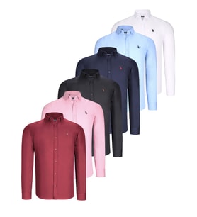 ALTILI SET G725 DEWBERRY ERKEK GÖMLEK-SİYAH-BEYAZ-LACİVERT-BORDO-PEMBE-MAVİ