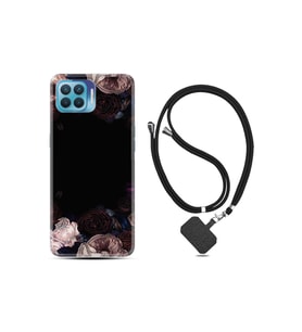 Oppo Reno 4 Lite Kılıf Resimli Desenli Silikon Boyun Askılı Dark Flowers 1906