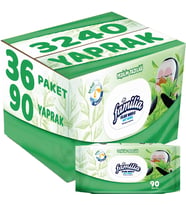 Familia Islak Havlu Mendil Yeşilin Tazeliği 90 Yaprak Plastik Kapaklı 36 Lı Set 3240 Yaprak