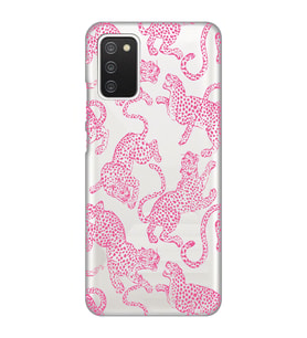 Samsung Galaxy A02S Uyumlu Pembe Leopar Desenli Şeffaf Telefon Kılıfı