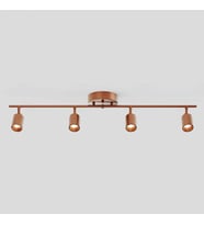 Rsylight Retro Mat Bakır Kaplama 180 Derece Hareketli Modern Spor 4 Lü Led Spot Avize Beyaz Ampullü