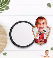 BK Gift Kişiye Özel Çocuk Kick Box Karikatürlü Ahşap Bardak Altlığı-1