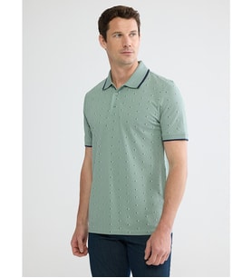 LCWAIKIKI Classic Yeşil Polo Yaka Desenli Pike Erkek Tişört