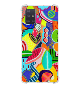 PrintiFy Samsung Galaxy A51 Uyumlu Retro Color 6 Baskılı Şeffaf Köşe Korumalı Antişok Kılıf