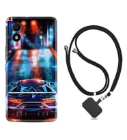 TCL 303 Kılıf Silikon Boyun Askılı İpli Desenli Silikon Neon Cars 1724