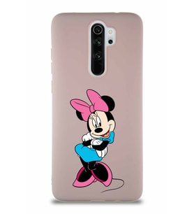 Xiaomi Redmi Note 8 Pro Soft Premier Kapak Minnie Mouse-D Tasarımlı Silikon Kılıf - Pudra (Şeffaf)