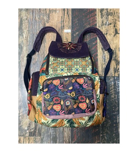 Patchwork Tasarım Etnik Otantik Sırt Çantası Günlük Seyahat Kullanım (Siyah-Gri)