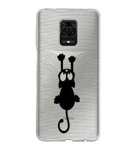 Xiaomi Redmi Note 9 Pro Uyumlu Kapak Çizgi Kedi Tasarımlı Şeffaf Silikon Kılıf