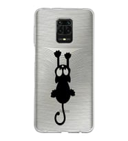 Xiaomi Redmi Note 9 Pro Uyumlu Kapak Çizgi Kedi Tasarımlı Şeffaf Silikon Kılıf