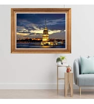 Altın Varaklı  Çerçeveli Paspartulu Tablo ndd1608 (Gold)