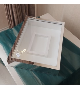 30x40 Cm Gümüş Pleksi Kaplı Fotoğraf Bölümlü Anı Çerçevesi! İsimsiz Ledli! Ayna Çerçeve!(Fotoğraf Hediye)