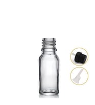 20ml şeffaf cam içten damlalıklı şişe siyah kapak, 24 adet, damlalıklı şişe, damlatmalı şişe