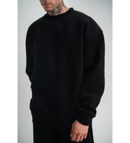 Uzun Kol Bisiklet Yaka Basic SweatShirt - Siyah