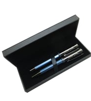 Signator® M450 Titanyum Altıgen Mavi Kalem Seti - Roller Kalem + Tükenmez Kalem  İsme Özel Kalem  Hediyelik Kalem (Karışık)