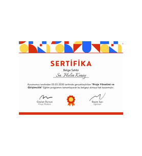 Beyaz Renkli Eğitim Katılım Sertifika