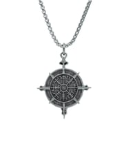 Viking Vegvisir Pusula  Örme Zincir Kolye - Gümüş Kaplama - Erkek Kadın Kolye - No:1455