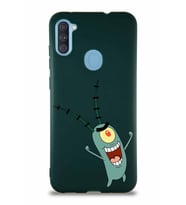Samsung Galaxy A11 Soft Premier Kapak Plankton Tasarımlı Silikon Kılıf - Yeşil (Şeffaf)