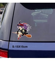 Süpürgeli Cadı Araba Sticker Oto 15 CM Arka Cam