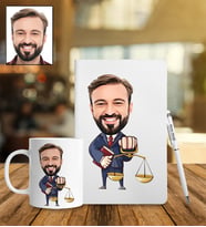 Kişiye Özel Avukat Tasarımlı Karikatür Defter Kalem Kupa Set 84