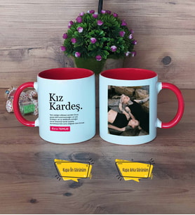 Kız Kardeş Kupa Bardak Kırmızı Fotoğraflı Kız Kardeşe Doğum Günü Hediyesi