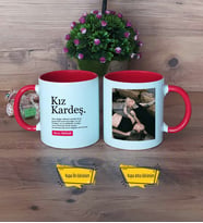 Kız Kardeş Kupa Bardak Kırmızı Fotoğraflı Kız Kardeşe Doğum Günü Hediyesi