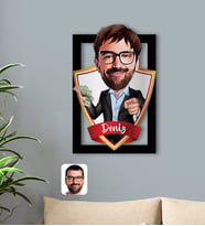 BK Gift Kişiye Özel İsimli Erkek Milyoner Karikatürlü 3D Ahşap Tablo-1