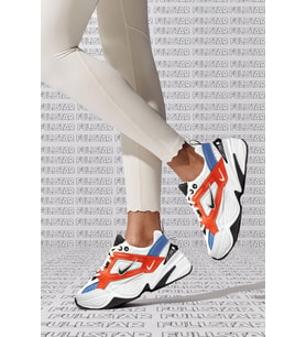 Nike M2K Tekno Leather Unisex Sneaker Hakiki Deri Spor Ayakkabı Beyaz Kırmızı Yükseklik 4cm