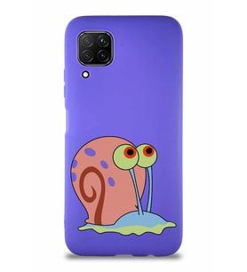 Huawei P40 Lite Soft Premier Kapak Salyangoz Gary Tasarımlı Silikon Kılıf - Mor (Şeffaf)