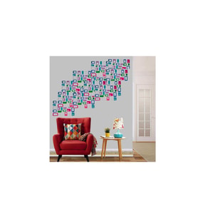 DUVAR ÇIKARTMA STICKER DEKORATİF DUVAR KAĞIDI,SÜS  İKİ ADET RENKLİ KARELİ PVC 48X33X0,5CM