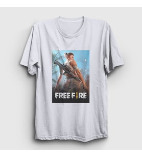 Presmono Unisex Beyaz Cover Free Fire T-Shirt