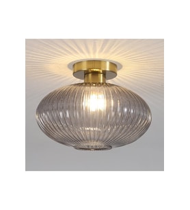 Mylights Modern Füme Cam Tavan Aydınlatma E27 Duylu Gold Gövde Avize