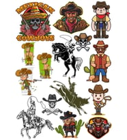 Kovboy Sticker Set 3 18 Parça Telefon, Tablet, Defter, Laptop Sticker