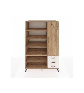 Kronos Dolap 9 Raflı 3 Çekmeceli Tek Kapaklı  132x59x195 Çam-Çam/Aytaşı