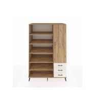Kronos Dolap 9 Raflı 3 Çekmeceli Tek Kapaklı  132x59x195 Çam-Çam/Aytaşı