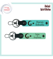 Birlikte Geçen Günleri Onurlandıran Hediye – Çocuk Ve Ayyıldız Anahtarlık x2 Set, Turkuaz-Yeşil