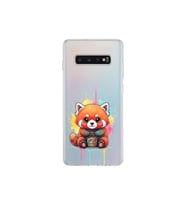 Samsung Galaxy S10 Plus ile Uyumlu Splash Tilki Tasarımlı Şeffaf Silikon Kılıf