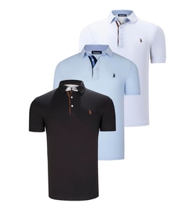 ÜÇLÜ SET T8582 DEWBERRY ERKEK T-SHIRT-SİYAH-BEYAZ-BEBE MAVİ (Karışık)