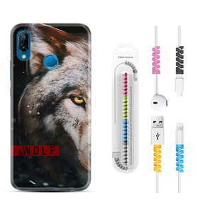 Huawei P20 Lite Mate 10 20 Lite Pro P40 Lite KılıfKablo Koruma Spiral Silikon Wolf Eyes 1758