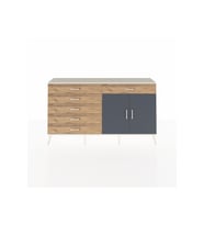 Arges Konsol Tek Raflı 6 Çekmeceli 2 Kapaklı 176x30x99 Aytaşı-Antrasit/Çam