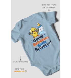 Güçlü bebekler sütle beslenir Kısa Kollu Bebek Body %100 Pamuk