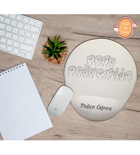 Kişiye Özel İşaret Dili Seni Seviyorum Yazılı Bilek Destekli Mouse Pad
