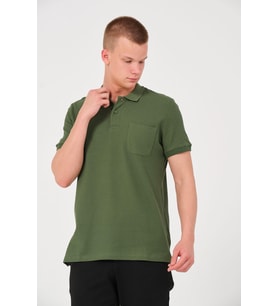 Erkek Düz Renk Cepli Polo Yaka Tişört T-shirt