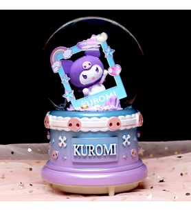 Kuromi Tasarım Orta Boy Işıklı Müzikli Kar Küresi (Mor)