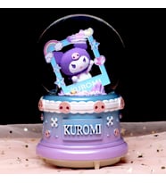 Kuromi Tasarım Orta Boy Işıklı Müzikli Kar Küresi (Mor)