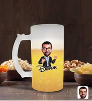 BK Gift Kişiye Özel Erkek Karikatürlü Buzlu Cam Bira Bardağı 50cl-50 (Beyaz)