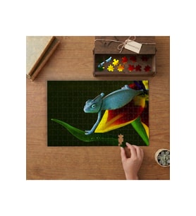 Mavi Bukalemun Tasarımı 240 parça Ahşap Puzzle Ahşap Kutuda MP09162