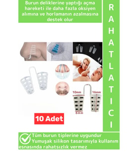 Özel Model Rahat Nefes Alıp Verme Horlama AzaltanUyku Bozukluğu Önleyen Burun Delik Aparatı 10 Adet